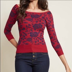 Collectif X MC Intarsia Charm Floral Sweater